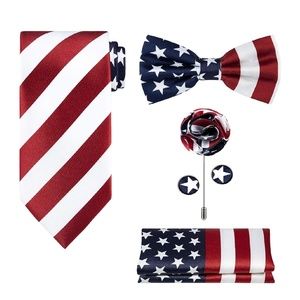 Mens 5pc American Flap Neck Tie & Accessories Set
